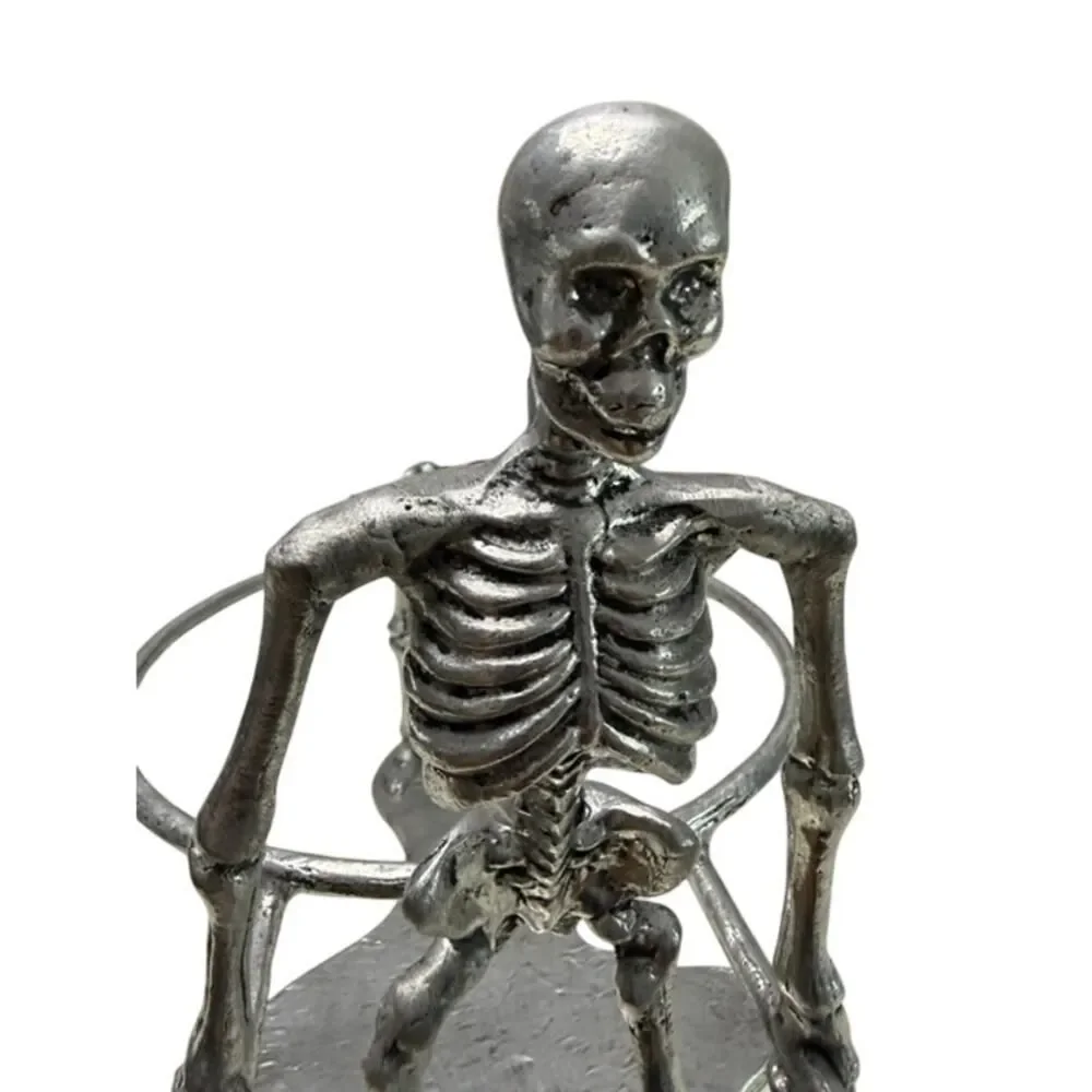 Pottery Barn Skeleton Serving Bowl glass halloween pallbearer stand